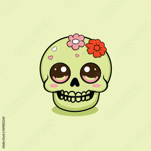 Botanical Skull Hand Floral  Illustration