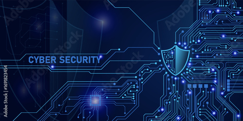Fingerprint scanning on circuit board. secure system concept with a fingerprint. Cyber security technology concept abstract background futuristic Hi-tech style. Vector and Illustration.