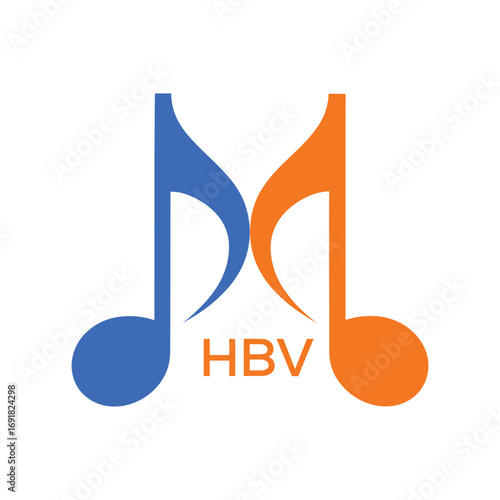 HBV Music Company logo. HBV Company logo design for Musical Note and business. HBV Entertainment Branding best icon.
