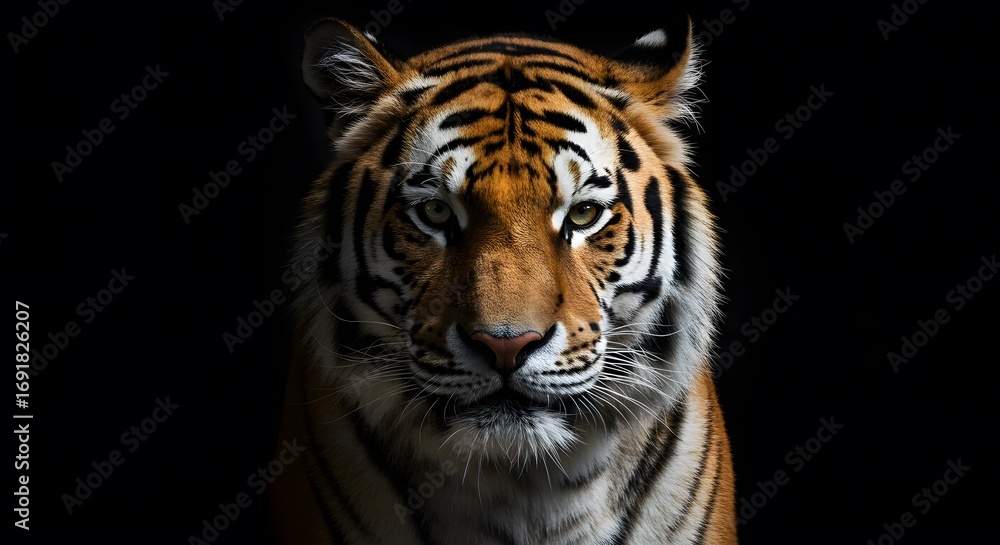 Fototapeta premium Tiger portrait against black background