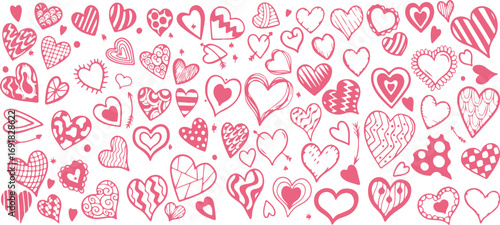 Heart Shape Vector Set – Love, Valentine, Romantic, Pattern, Symbol, Icon, Cute, Black, Pink, Outline, Minimal, Flat, Art, Design, Illustration, Creative, Abstract, Collection, Element