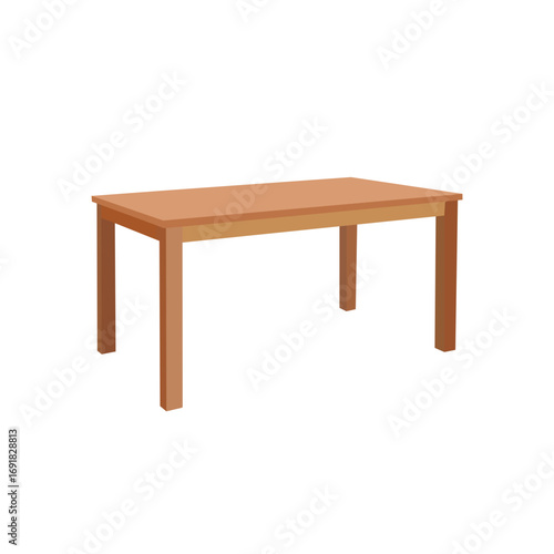 This is a simple, two-dimensional illustration of a light brown wooden dining table.