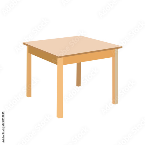A basic, cartoon-style illustration of a square wooden table.