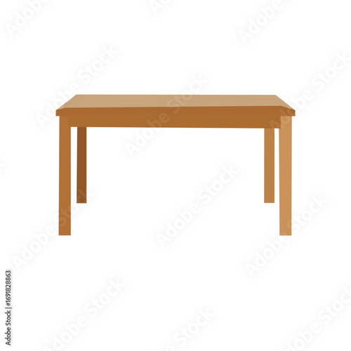 A basic, flat vector graphic of a rectangular wooden table.