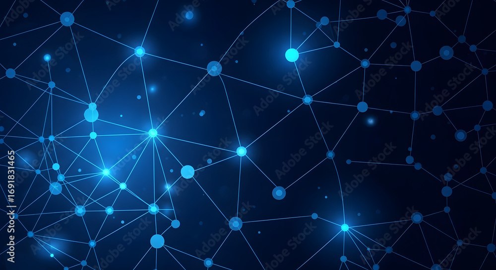 Fototapeta premium Modern connecting network with glowing nodes for technology concepts