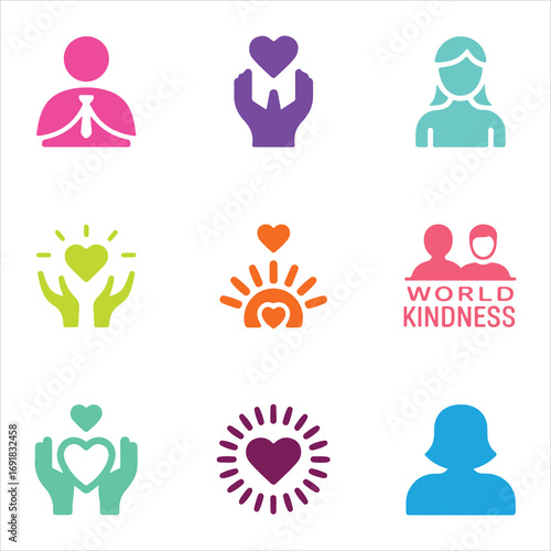 world kindness day vactor art icon pack colorful set icon banner and white backgrount