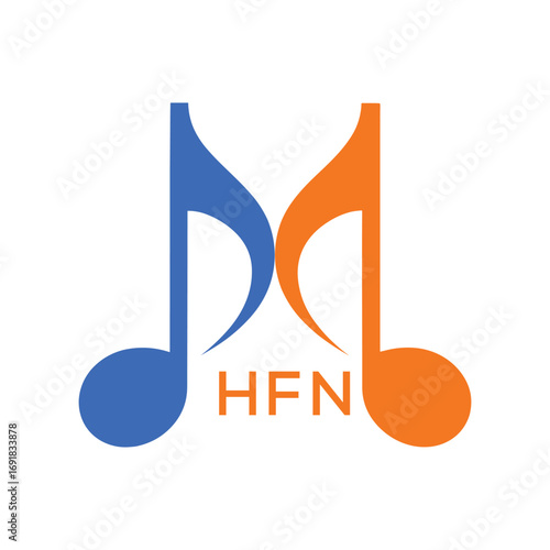 HFN Music Company logo. HFN Company logo design for Musical Note and business. HFN Entertainment Branding best icon.
