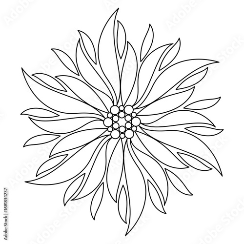 Circle of lotus bloom mandala coloring book page