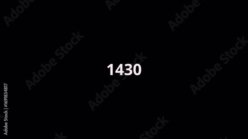  0 to 2000 number counter animation on a transparent background, 2000 animated counting numbers from 0 to 2000 with Alpha channel, 2000 number counting in 4K.
