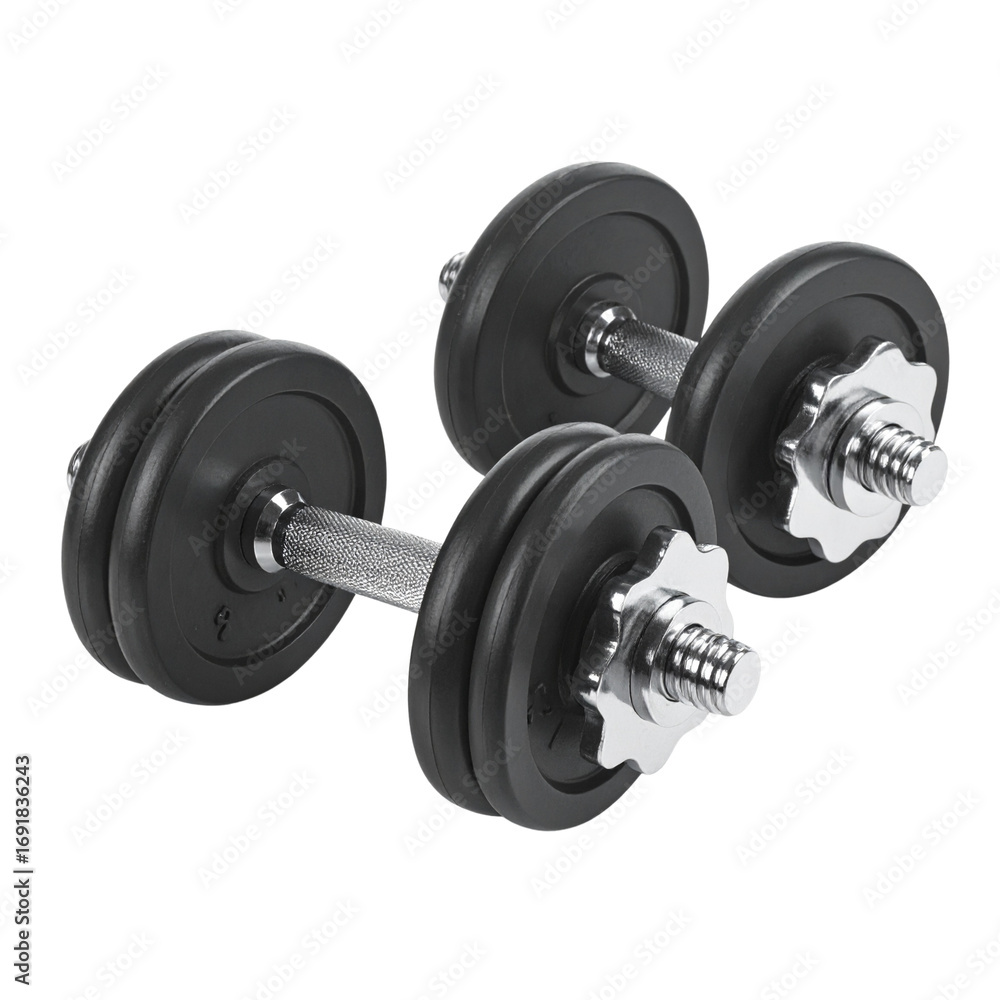 Naklejka premium dumbbells over white background.