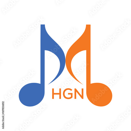 HGN Music Company logo. HGN Company logo design for Musical Note and business. HGN Entertainment Branding best icon.
