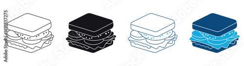 Sandwich Icon Set. Chicken Cheese Bread Toast ,Vector Illustration .