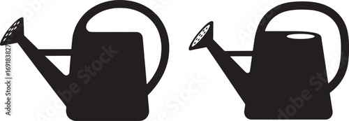 Watering can icons set silhouette vector
