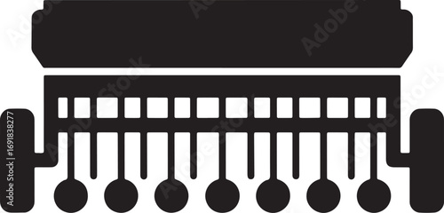Seed drill farming equipment icon silhouette vector