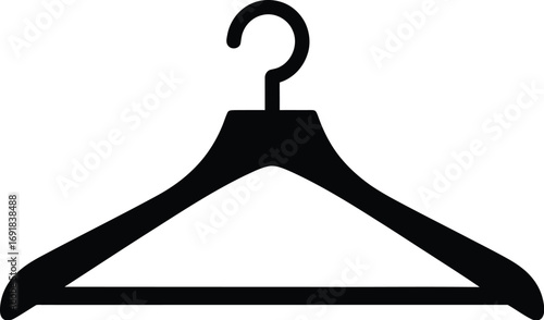 Simple black and vector illustration of a clothes hanger, for fashion and wardrobe concepts