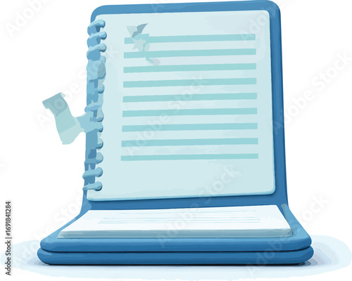 Open spiral-bound notebook icon for business planning, education, organization, and creative writing