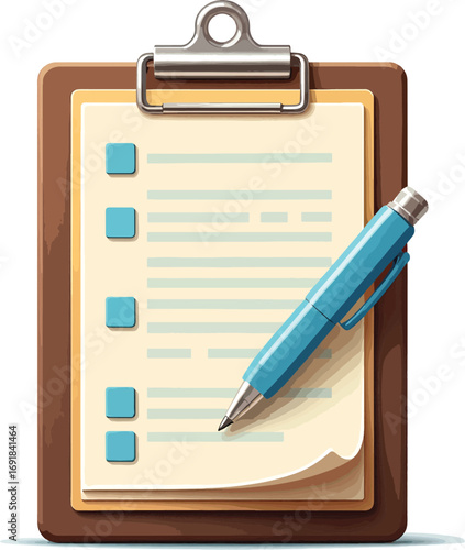 A detailed clipboard with a checklist and pen, symbolizing successful task management, project planning, and organization