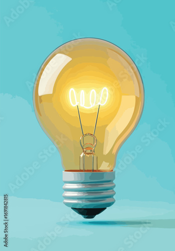 Luminous light bulb as a metaphor for a brilliant idea, innovation, and creative solution
