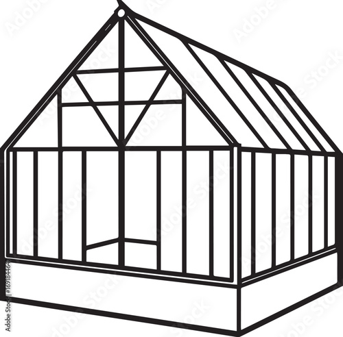greenhouse outline vector illustration line art