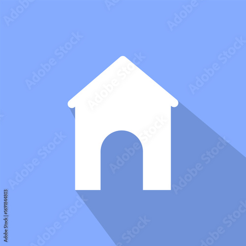 Doghouse home icon. Pet residence symbol. Animal shelter Vector. Blue background illustration. EPS 10.