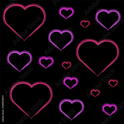 Grunge heart pattern. Love symbol background. Valentine's Day texture. Vector romantic illustration. EPS 10.