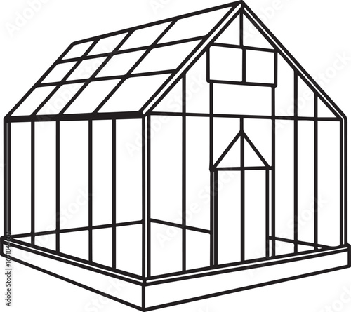 greenhouse outline vector illustration line art