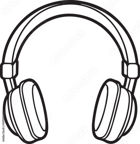 headphones outline vector illustration line art