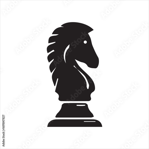 Black Chess Knight Horse Stallion Warrior silhouette logo design