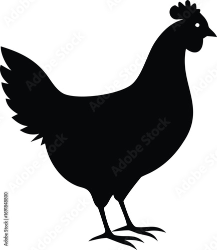 Silhouette of a black chicken standing profile view farm animal icon silhouette