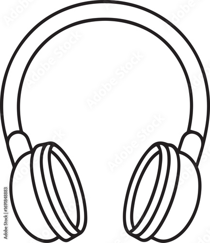 headphones outline vector illustration line art