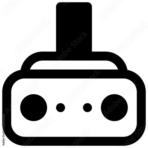 VR headset. Outlined stroke vector icon with black-filled details.