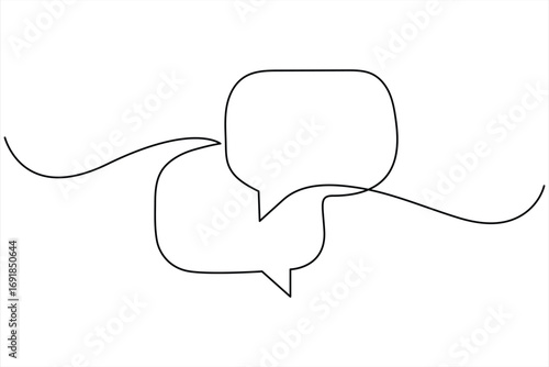 Doodle style speech bubble one line art outline vector illustration. 