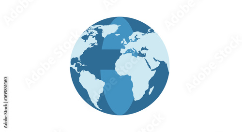 Realistic blue earth globe icon showing continents and oceans for global concepts vector