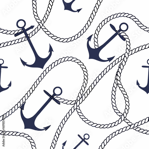 Seamless sailor pattern, minimal anchors and ropes