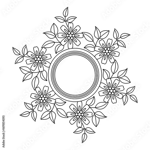 Flowing flower harmony mandala coloring book page
