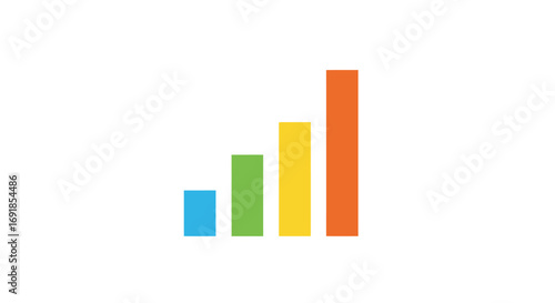 Growth chart icon showing increasing bar graph with vibrant colors and vector