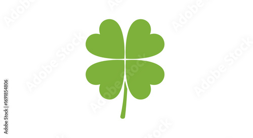Green four leaf clover symbol of good luck and fortune with stem vector