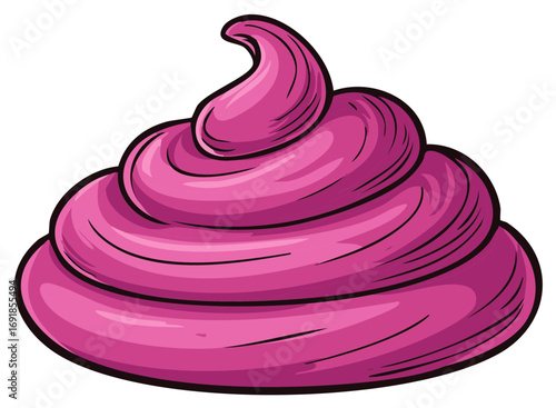 Stylized Swirl of Pink Soft Serve Ice Cream with Dark Outline