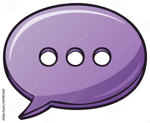 Purple Chat Bubble with Three Dots: Communication, Discussion, and Message Symbol