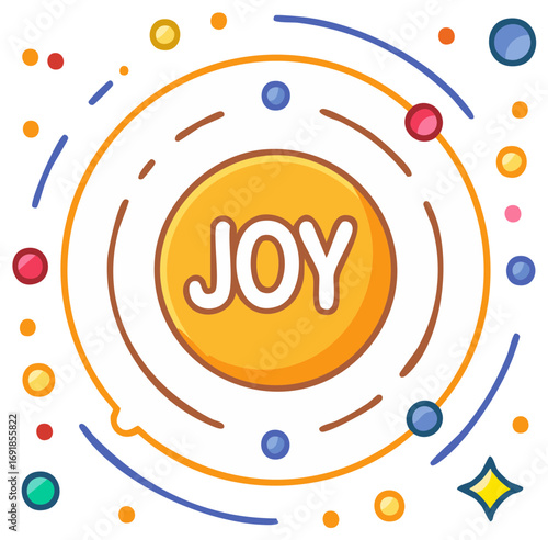Bright Joy Celebration Concept with Colorful Orbits and Sparkles