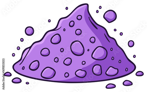 Cartoonish Purple Mountainous Shape with Dots and Circles Decoration