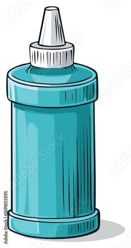 Bright turquoise squeeze bottle with white dispenser cap isolated vector illustration