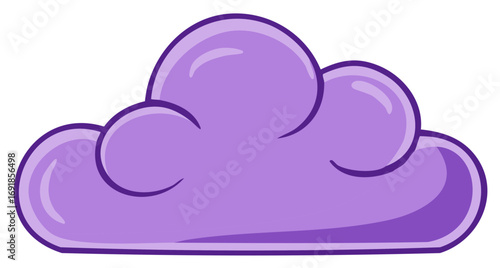 Puffy purple cartoon cloud illustration with glossy highlights and bold outline