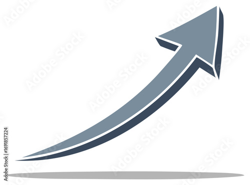 Wallpaper Mural Grey 3D Arrow Pointing Upward with a Shadow, Rising Trend Torontodigital.ca