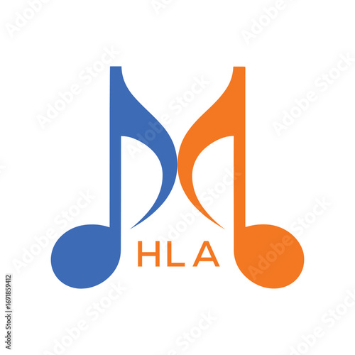 HLA Music Company logo. HLA Company logo design for Musical Note and business. HLA Entertainment Branding best icon.
