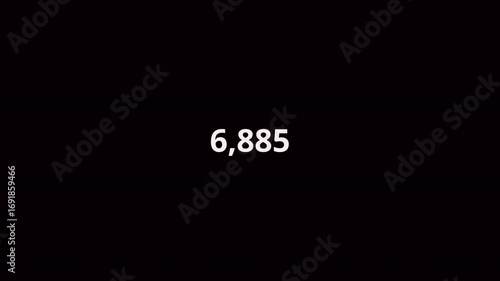  0 to 8000 number counter animation on a transparent background, 8000 animated counting numbers from 0 to 8000 with Alpha channel, 8000 number counting in 4K.