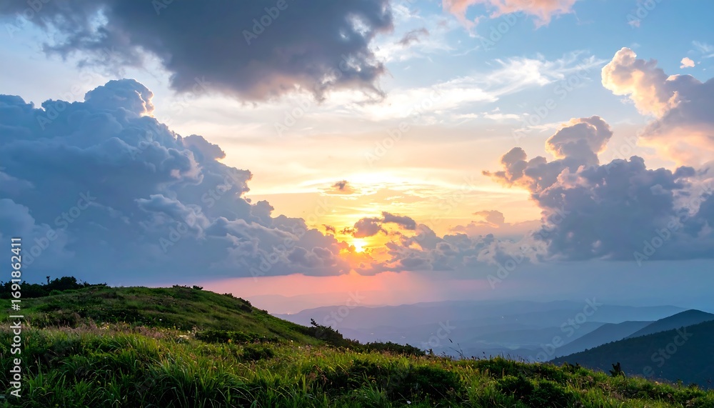 Obraz premium Majestic mountain sunset panorama