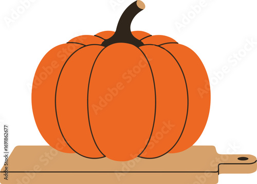 Old pumpkin on a chopping board