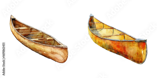 cute canoe watercolor vector illustration