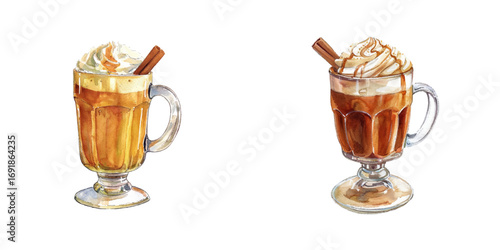 hot buttered rum watercolor vector illustration